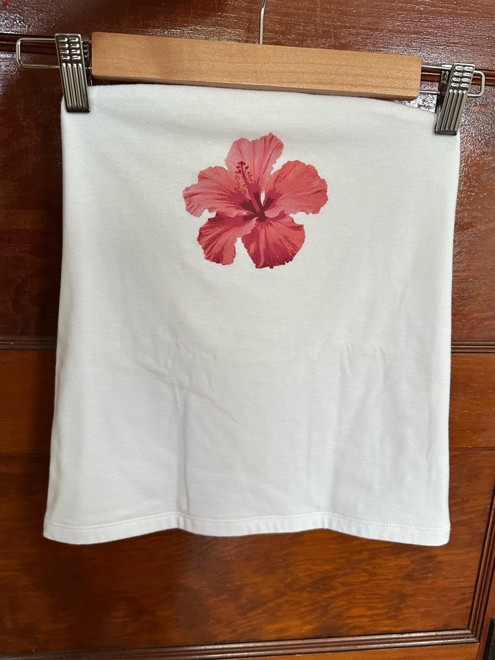 Wild Fable Hibiscus Floral Print Tube Top White Size Medium Y2K Vacation Beachy